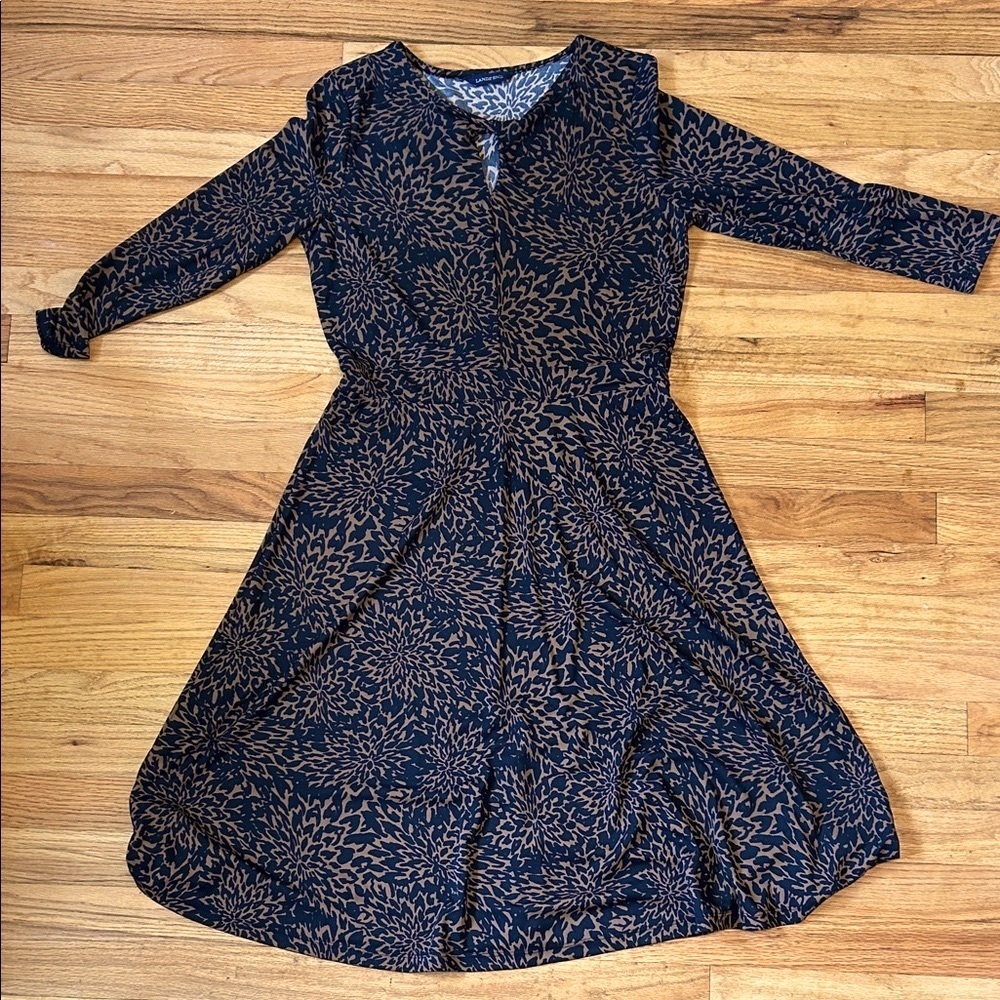 Lands' End Black and Brown Midi Dress
